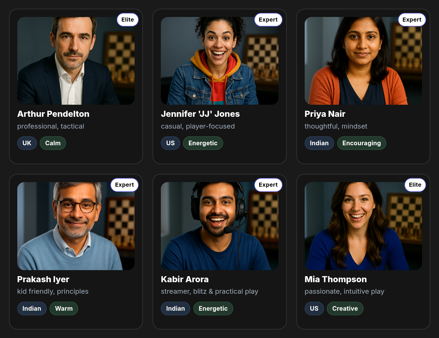 chessfeed.ai AI Coaches - Choose your coaching style
